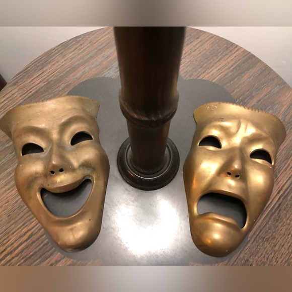 Amazing vintage solid brass actor masks - Picture 3 of 6